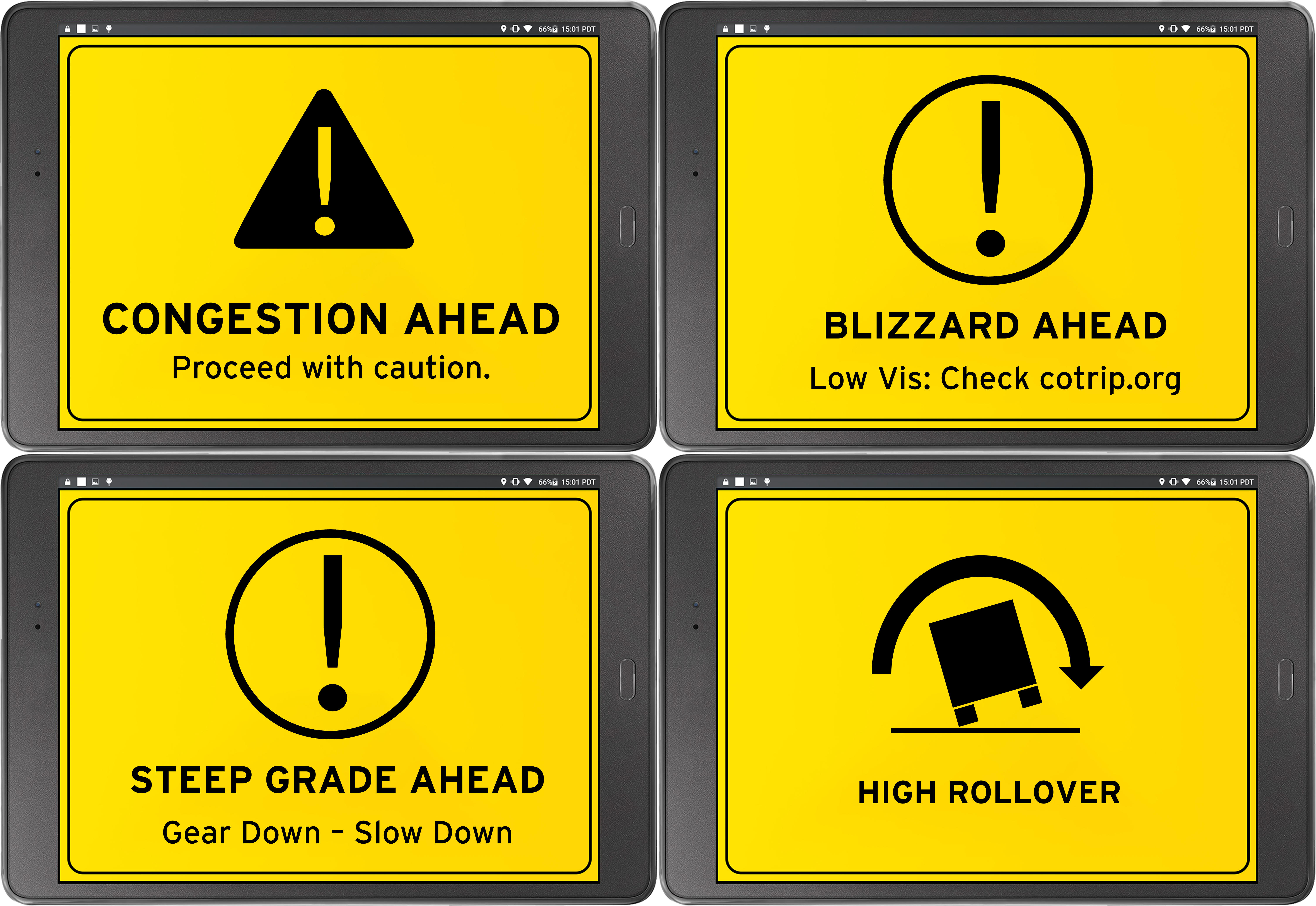 Four Examples of In-Cab Messaging (Correct Order)