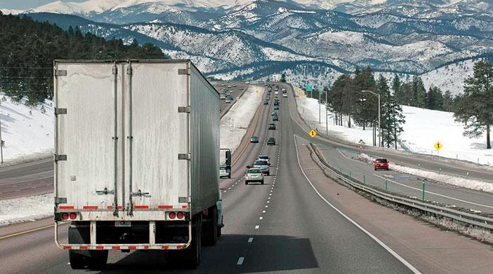 Semi traveling on Interstate 70 west